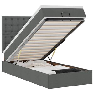 vidaXL Lit ottoman avec matelas et LED Gris foncé 80x200cm tissu