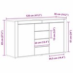 vidaXL Buffet Chêne fumé 120 x 36 x 69 cm Bois d'ingénierie