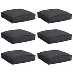 vidaXL Coussin 6 Pièces Noir 40 x 40 x 8 cm Tissu Oxford