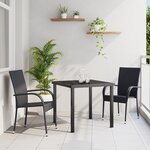 vidaXL Ensemble de Salle à Manger de Jardin de 3 Pièces Noir Poly Rattan