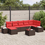 vidaXL Ensemble de canapé de jardin avec coussin 8 Pièces Marron et rouge