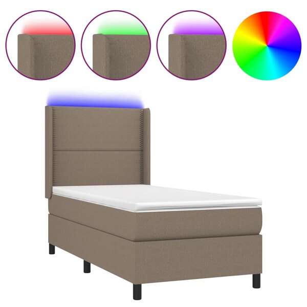 vidaXL Sommier à lattes de lit matelas LED Taupe 90x200 cm Tissu