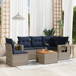 vidaXL Salon de jardin 6 Pièces avec coussins gris résine tressée
