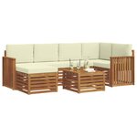 vidaXL Ensemble de canapés d'extérieur 7 pc Naturel et Crème Polyester