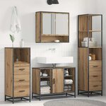 vidaXL Ensemble de mobilier de salle de bain 4 Pièces Chêne artisanal