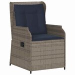 vidaXL Banc de jardin avec coussin 2 Pièces Gris Poly rotin