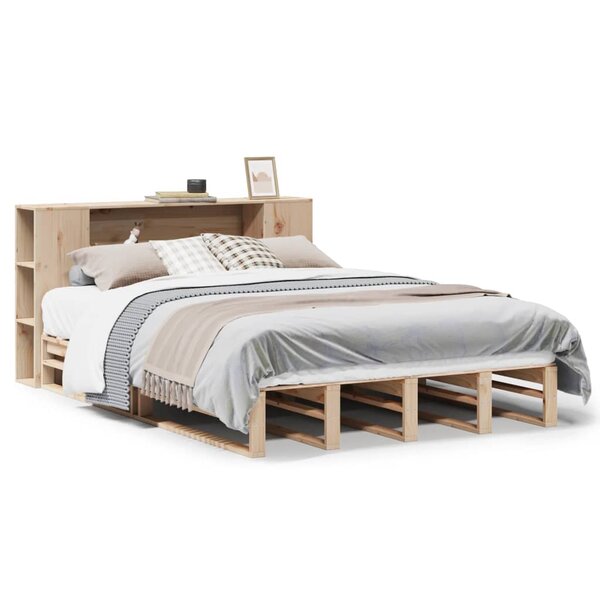 vidaXL Lit bibliothèque sans matelas 160x200 cm bois massif