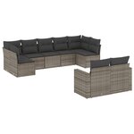 vidaXL Salon de jardin 9 Pièces avec coussins gris résine tressée