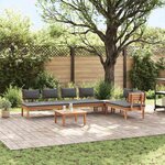 vidaXL Ensemble de banc de jardin avec coussin 5 Pièces Marron et gris
