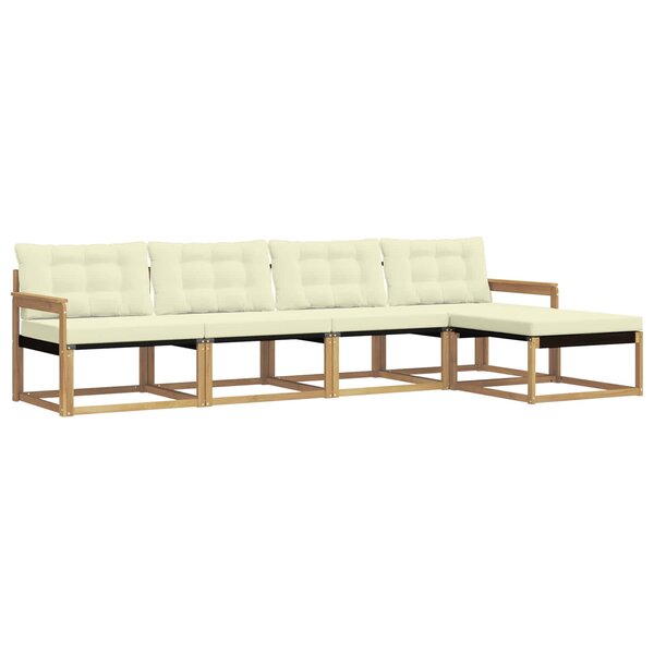 vidaXL Ensemble de canapés d'extérieur 5 Pièces Blanc et crème