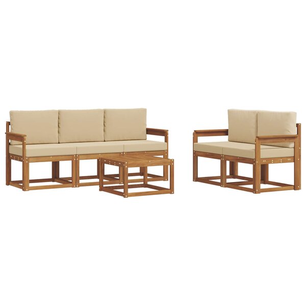 vidaXL Ensemble de canapés d'extérieur 6 pc Naturel et Beige