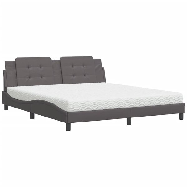 vidaXL Lit avec matelas gris 180x200 cm similicuir