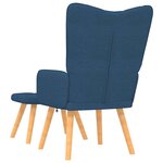 vidaXL Chaise de relaxation avec tabouret Bleu Tissu