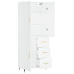 vidaXL Buffet haut Blanc 69 5x34x180 cm Bois d'ingénierie