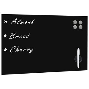 Tableau magnétique panneau écriture école maison bureau mural en verre 60 x 40 cm noir 02_0045493