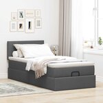vidaXL Lit ottoman avec matelas gris foncé 90x200 cm tissu