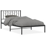vidaXL Cadre de lit métal sans matelas avec tête de lit noir 107x203cm