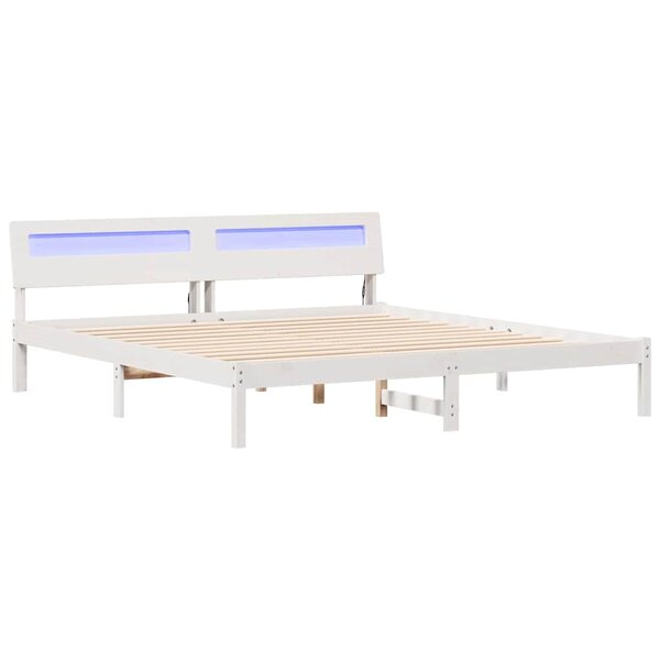 vidaXL Cadre de lit avec tête de lit Blanc 200 x 200 cm Pin massif