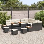 vidaXL Ensemble de canapé de jardin avec coussin 13 Pièces Noir et Crème