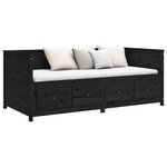 vidaXL Lit de jour Noir 100x200 cm Bois de pin massif