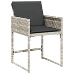 vidaXL Ensemble à manger de jardin et coussins 13 Pièces gris clair rotin