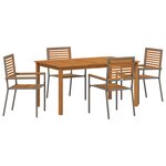 Ensemble de Salle à Manger de Jardin 5 pièces vidaXL Gris Poly Rattan Acacia