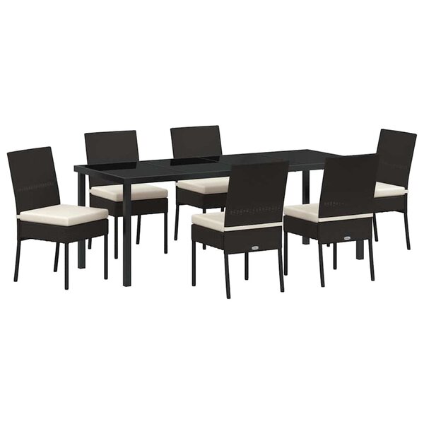 vidaXL Ensemble de salle à manger pour jardin 7 pc Noir