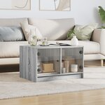 vidaXL Table basse avec portes en verre sonoma gris 68x50x42 cm