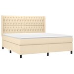 vidaXL Sommier à lattes de lit matelas et LED Crème 180x200 cm Tissu