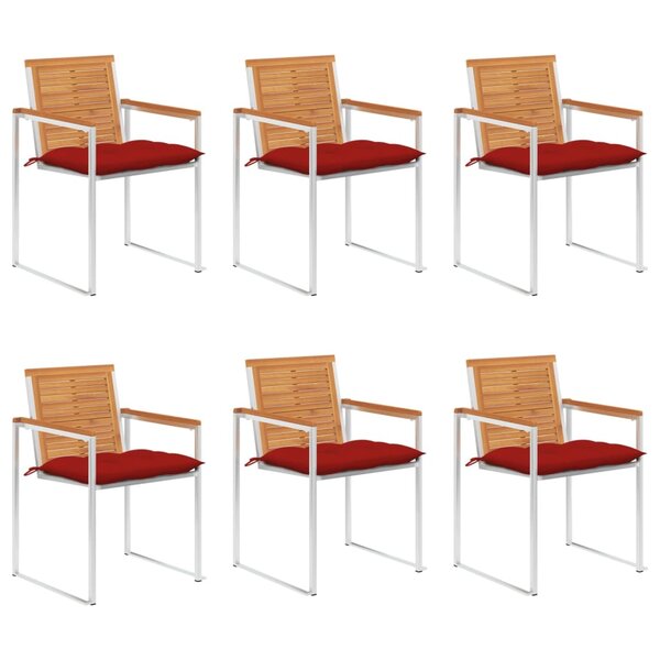 vidaXL Chaises de jardin lot de 6 avec coussins Bois d'acacia solide