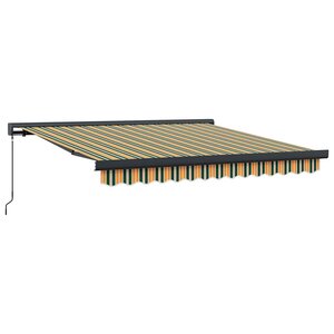 vidaXL Auvent Rétractable Vert et jaune 350 x 250 cm Tissu et Métal