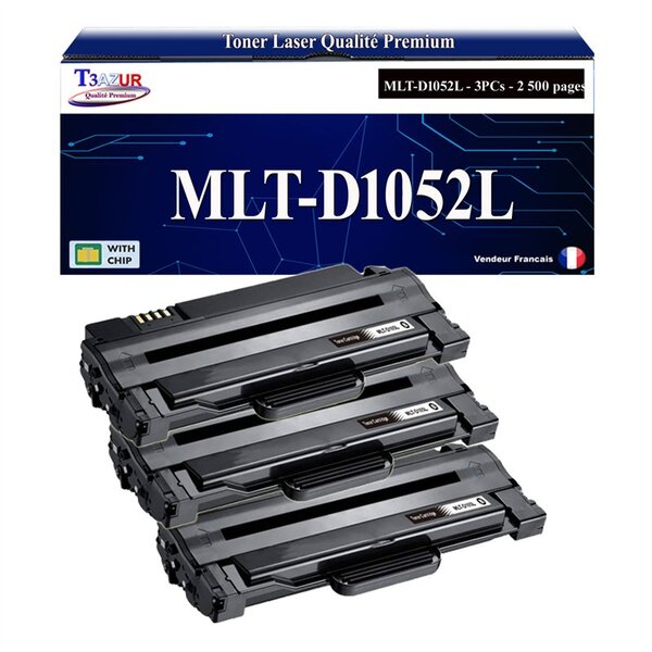 T3AZUR - 3x Toners compatibles avec Samsung MLT-D1052L MLTD1052L pour Samsung ML-1910 ML-1910K ML-1911 ML-1915 ML-1915K ML-1915N ML-1916K