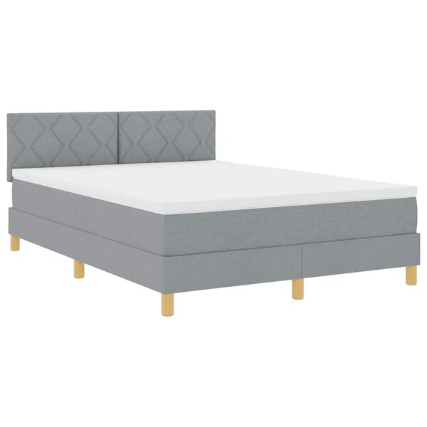 vidaXL Lit à ressorts avec matelas et LED gris clair 140x200 cm tissu