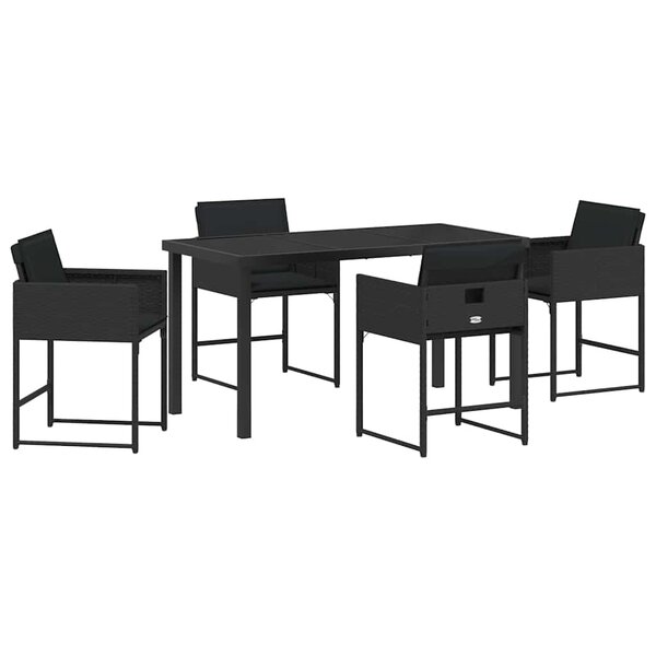 vidaXL Ensemble de salle à manger pour jardin 5 Pièces Noir Poly rotin