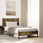 vidaXL Cadre de lit en métal sans matelas chêne fumé 100x190 cm