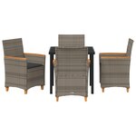 vidaXL Set de salle à manger de jardin 5 pièces avec coussins gris en poly rattan