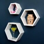 5 blocs de 3 étagères hexagone en bois 24-30 cm