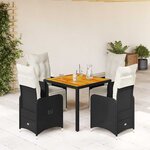 vidaXL Ensemble de bistro de jardin 5 Pièces coussins noir poly rotin
