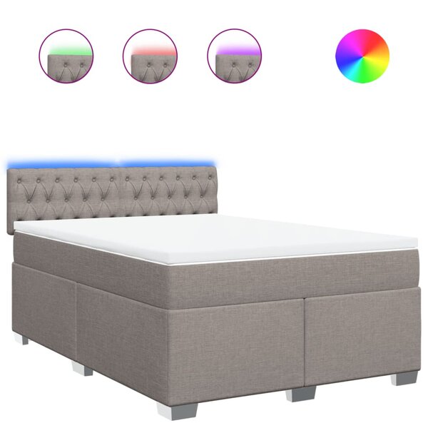 vidaXL Sommier à lattes de lit avec matelas Taupe 140x190 cm Tissu