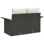 Sofa de jardin 2 places avec coussins Rattan synthétique noir