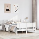 vidaXL Cadre de lit et tête de lit sans matelas blanc 135x190 cm