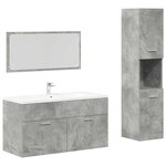 vidaXL Ensemble de meubles de salle de bain 3 Pièces gris béton