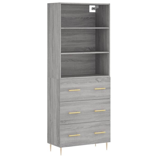 vidaXL Buffet haut Sonoma gris 69 5x34x180 cm Bois d'ingénierie