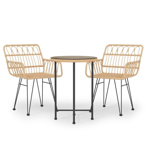 vidaXL Ensemble à manger de jardin 3 Pièces Résine tressée