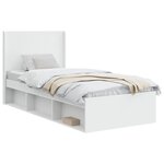 vidaXL Cadre de lit avec rangement et tête de lit Blanc 90 x 190 cm