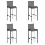 vidaXL Ensemble de bar de jardin 5 Pièces avec coussins gris poly rotin