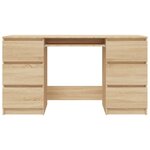 Bureau table poste de travail meuble d'ordinateur informatique étude chêne sonoma 140 x 50 x 77 cm bois d'ingénierie brun 02_0023656