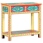 vidaXL Table console peinte à la main 80x35x75 cm Bois de manguier