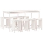 vidaXL Ensemble de bar de jardin 9 Pièces blanc bois de pin massif