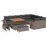 vidaXL Ensemble de canapé de jardin 12 Pièces Gris polyrotin